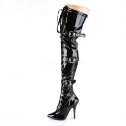 Pleaser SEDUCE-3028 Black Stretch Patent Thigh Boot Boots 10 Pleaser SEDUCE-3028 Black Stretch Patent Thigh Boot Boots