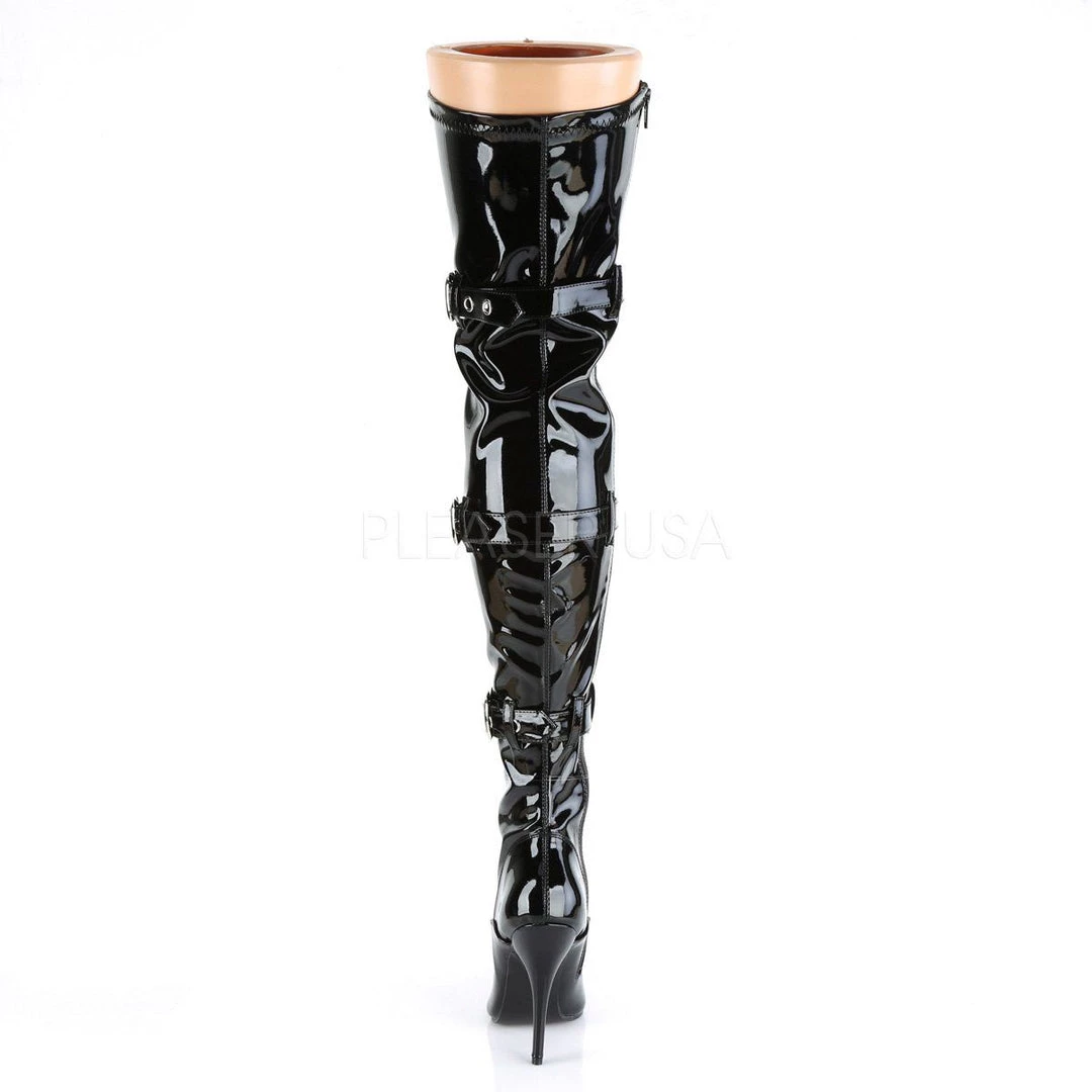 Pleaser SEDUCE-3028 Black Stretch Patent Thigh Boot Boots 6 Pleaser SEDUCE-3028 Black Stretch Patent Thigh Boot Boots