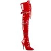 Pleaser Boots SEDUCE-3028 Red Stretch Patent Thigh Boot