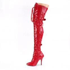 Pleaser Boots SEDUCE-3028 Red Stretch Patent Thigh Boot