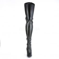 Pleaser SEDUCE-3063 Black Stretch Faux Leather Thigh Boot Boots