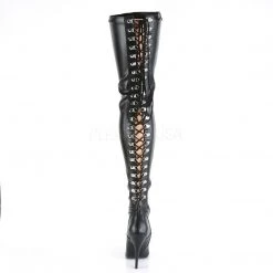 Pleaser SEDUCE-3063 Black Stretch Faux Leather Thigh Boot Boots