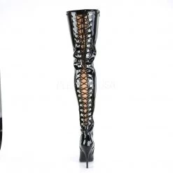 Pleaser SEDUCE-3063 Black Stretch Patent Thigh Boot Boots