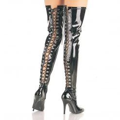Pleaser SEDUCE-3063 Black Stretch Patent Thigh Boot Boots