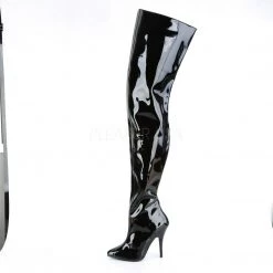 Pleaser SEDUCE-4010 Black Patent Crotch Boot Boots