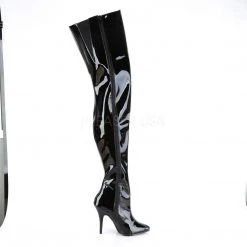 Pleaser SEDUCE-4010 Black Patent Crotch Boot Boots