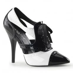 Pleaser Shoes SEDUCE-458 Black-White Patent Pump