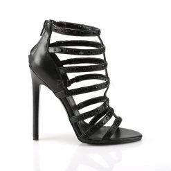 Pleaser SEXY-15 Black Faux Leather Sandal