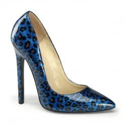 Pleaser SEXY-20 Blue Pearlized Patent Pump Shoes