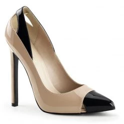 Pleaser SEXY-22 Nude-Black Patent Pump Shoes