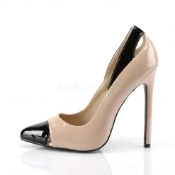 Pleaser SEXY-22 Nude-Black Patent Pump Shoes