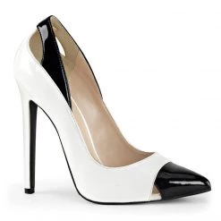 Pleaser SEXY-22 White-Black Patent Pump Shoes