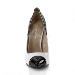 Pleaser SEXY-22 White-Black Patent Pump Shoes