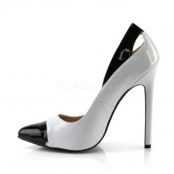 Pleaser SEXY-22 White-Black Patent Pump Shoes
