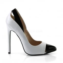 Pleaser SEXY-22 White-Black Patent Pump Shoes