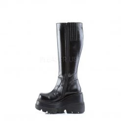 Demonia SHAKER-100 Black Vegan Leather Knee Boot Boots