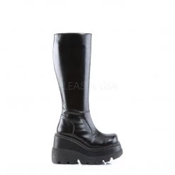 Demonia SHAKER-100 Black Vegan Leather Knee Boot Boots