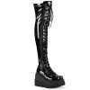 Demonia SHAKER-374 Black Stretch Patent Thigh Boot