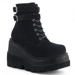 Demonia Boots SHAKER-52 Black Velvet Ankle Boot