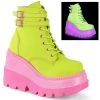 Demonia SHAKER-52 Lime Reflective Vegan Leather/Pink Boot