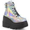 Demonia Boots SHAKER-52 Silver Hologram Ankle Boot