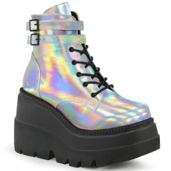 Demonia Boots SHAKER-52 Silver Hologram Ankle Boot