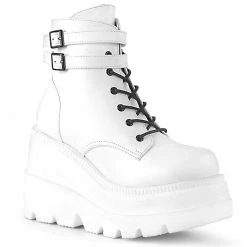 Demonia Boots SHAKER-52 White Vegan Leather Ankle Boot