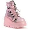 Demonia SHAKER-60 Baby Pink Hologram Ankle Boot