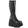 Demonia SHAKER-65 Black Stretch Vegan Leather Knee Boot