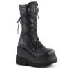 Demonia SHAKER-70 Black Vegan Leather Mid-Calf Boot Boots