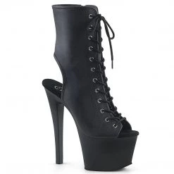Pleaser SKY-1016 Black Faux Leather Ankle Boot Boots