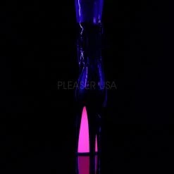 Pleaser SKY-1018TT Black Patent/Black-Neon HotPink Boot