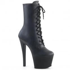 Pleaser SKY-1020 Black Faux Leather Ankle Boot Boots