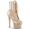 Pleaser SKY-1020 Nude Patent Ankle Boot