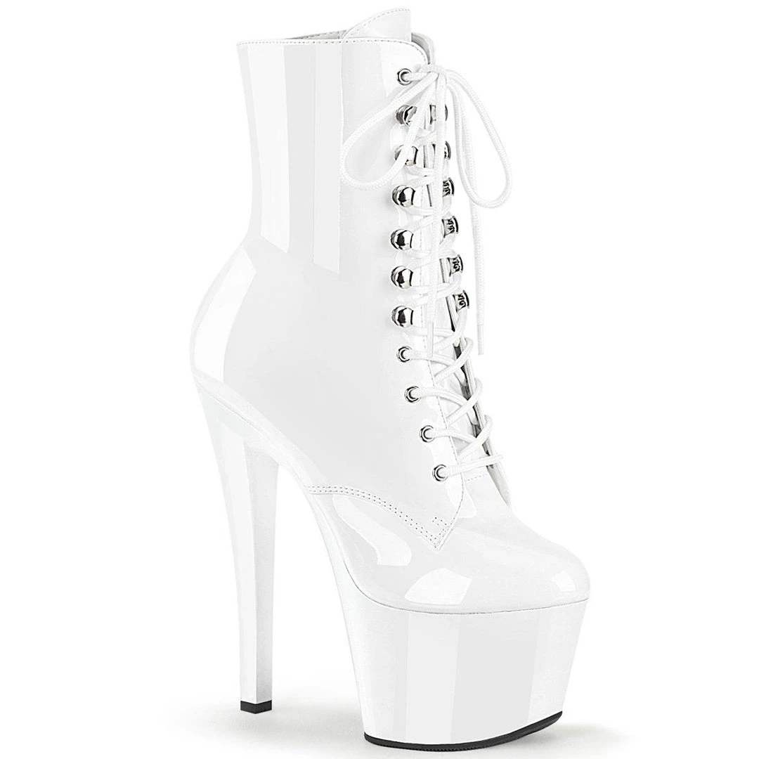 Pleaser SKY-1020 White Patent Ankle Boot New Arrivals 3 Pleaser SKY-1020 White Patent Ankle Boot New Arrivals