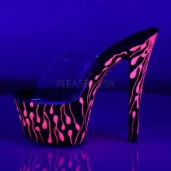Pleaser SKY-301-5 Clear/Black-Neon Hot Pink Slide Shoes