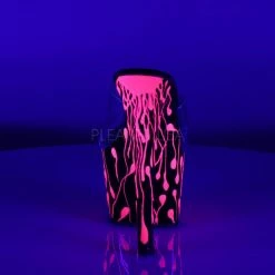 Pleaser SKY-301-5 Clear/Black-Neon Hot Pink Slide Shoes