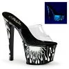 Pleaser SKY-301-5 Clear/Black-Neon White Slide Shoes