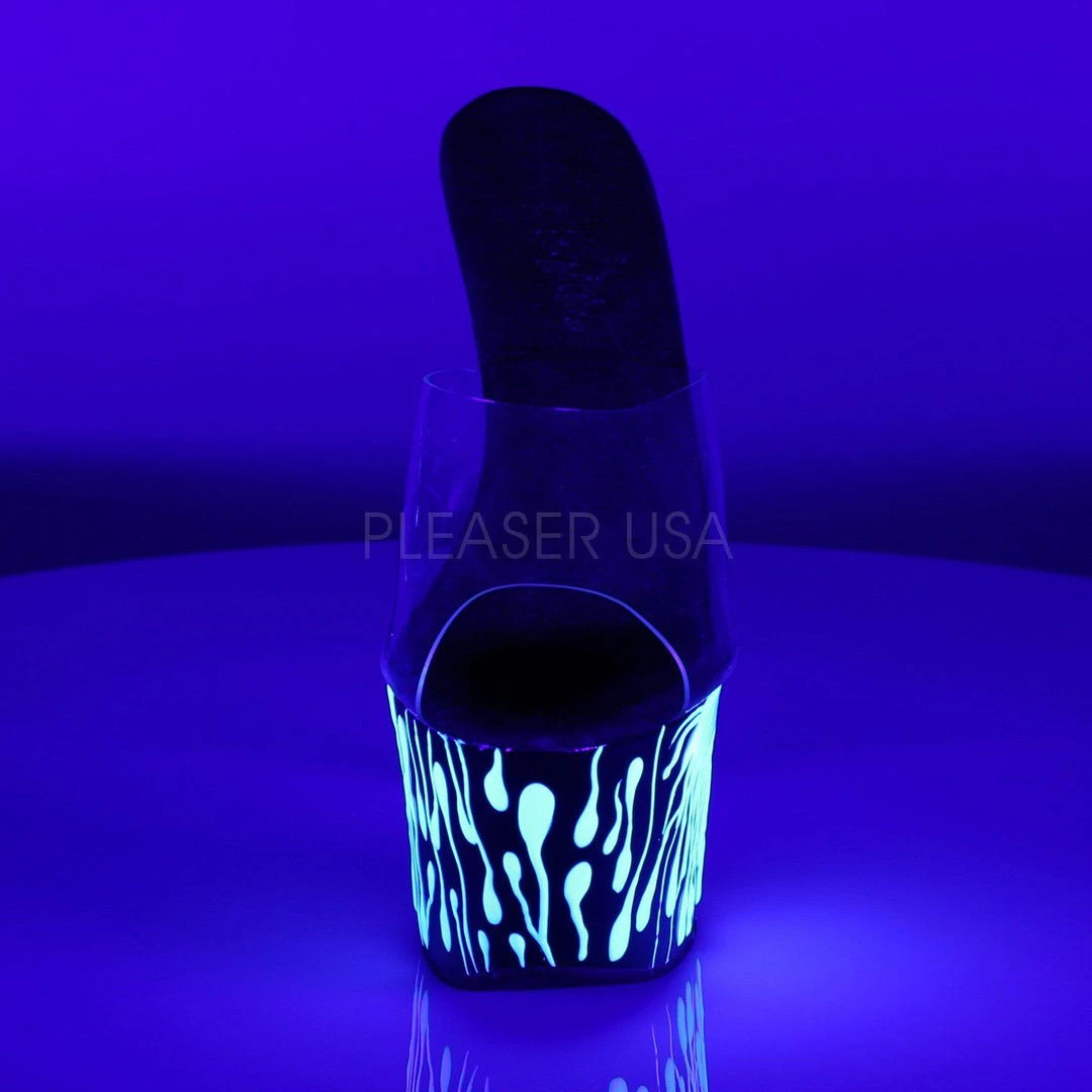 Pleaser SKY-301-5 Clear/Black-Neon White Slide Shoes 4 Pleaser SKY-301-5 Clear/Black-Neon White Slide Shoes