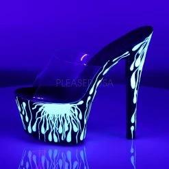 Pleaser SKY-301-5 Clear/Black-Neon White Slide Shoes 10 Pleaser SKY-301-5 Clear/Black-Neon White Slide Shoes