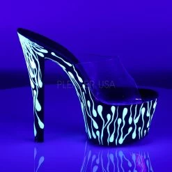 Pleaser SKY-301-5 Clear/Black-Neon White Slide Shoes 12 Pleaser SKY-301-5 Clear/Black-Neon White Slide Shoes