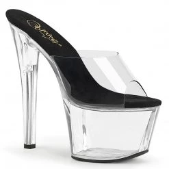 Pleaser SKY-301 Clear-Black/Clear Slide Shoes