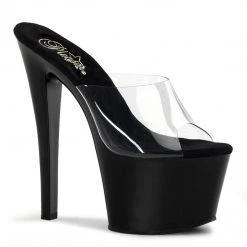 Pleaser SKY-301 Clear/Black Platform Sandal Shoes