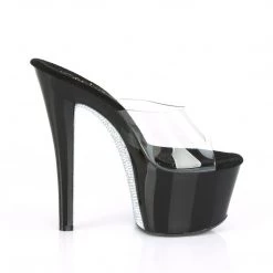 Pleaser Shoes SKY-301CRS Clear/Black-Silver AB Rhinestone Slide 12 Pleaser Shoes SKY-301CRS Clear/Black-Silver AB Rhinestone Slide