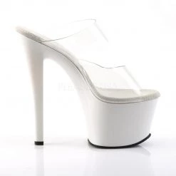 Pleaser SKY-302 Clear/White Slide Shoes