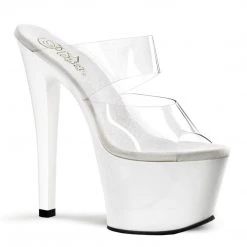 Pleaser SKY-302 Clear/White Slide Shoes