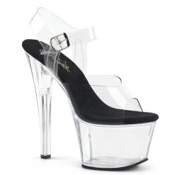 Pleaser New Arrivals SKY-308 Clear-Black/Clear Platform Sandal
