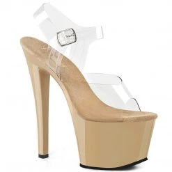 Pleaser SKY-308 Clear/Cream Platform Sandal Shoes
