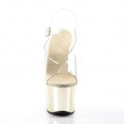 Pleaser Shoes SKY-308 Clear/Gold Chrome Platform Sandal