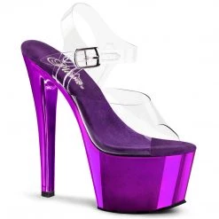 Pleaser SKY-308 Clear/Purple Chrome Platform Sandal Shoes